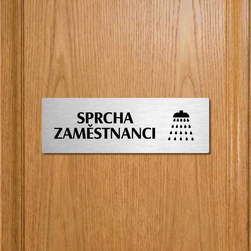 Sprcha zaměstnanci, 200x66mm, stříbrná popiska s okrasným rámečkem  
